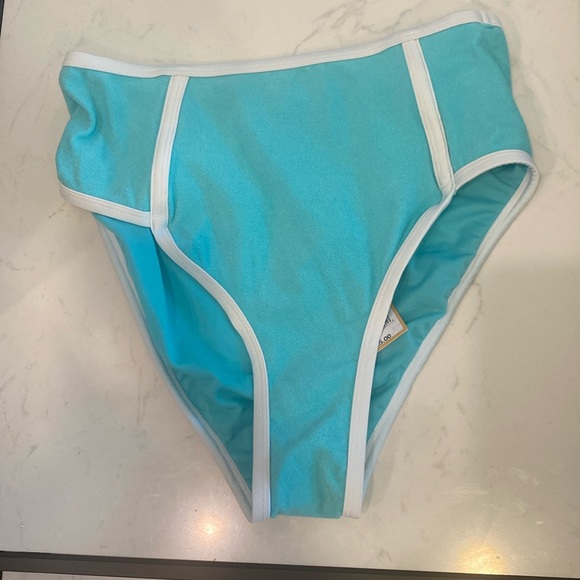 Kona Sol Terry turquoise High Waist High Leg bikini bottom medium NWT - Picture 1 of 6